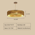 Post-Modern Light Luxury Aluminum Hollow Round Gold Chandelier for Living / dining Room / bar