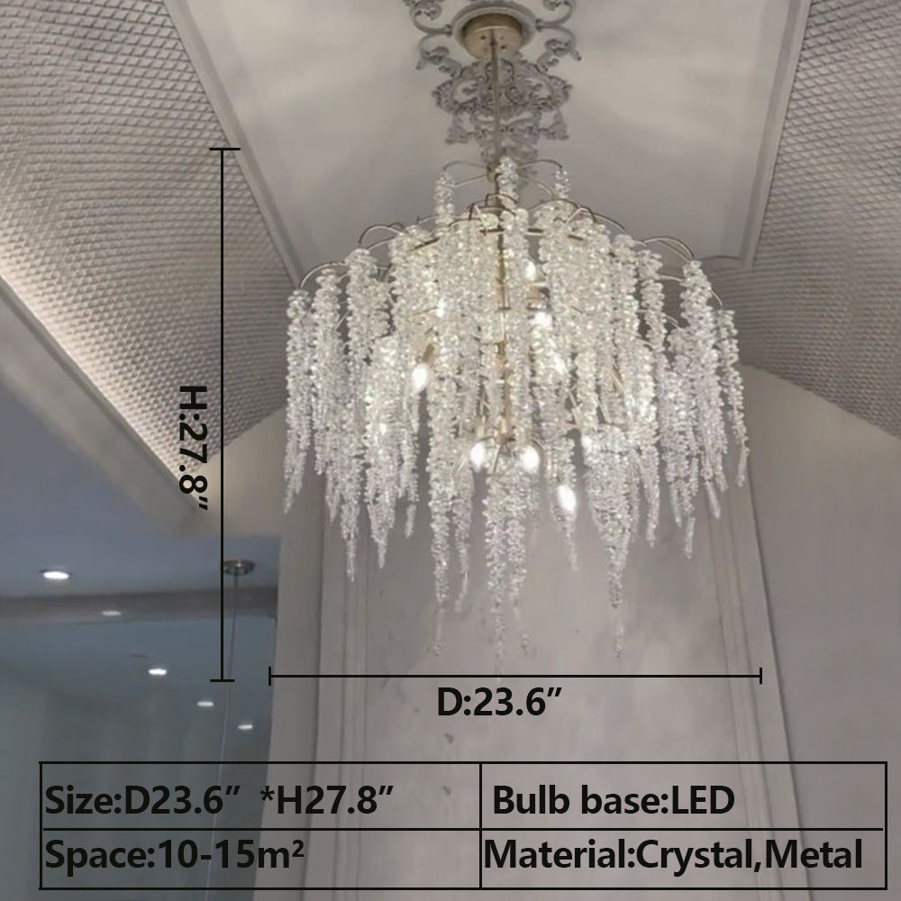 Light Luxury Silver Flower Branch Chandelier with Icicle Details