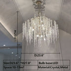 Light Luxury Silver Flower Branch Chandelier with Icicle Details