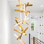 Modern Vertical Geometric Aluminum Chandelier for Staircase / foyer / high-Ceiling