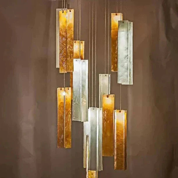 Art Design 1 / 25 / 60 / 84-Light Colorful Rectangle Cluster Glass Tile Pendant / chandelier