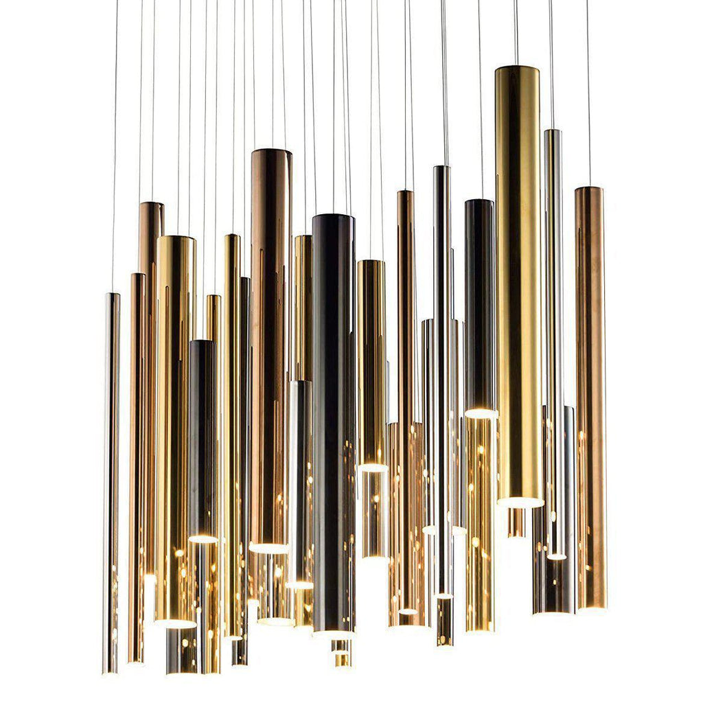 Brillia Round Two-Tone Tubular Pendant Light Chandelier