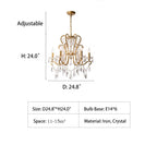 Nordic Vintage Candle Pendant Romantic Crystal Chandelier for Bedroom / Dining Room / Living