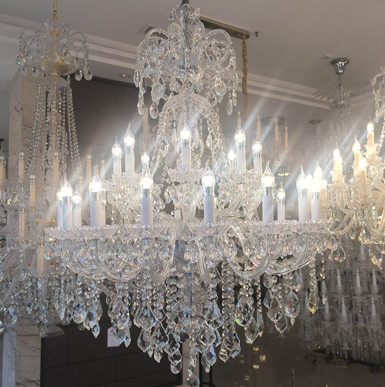 Luxury Classic Clear Crystal Chandelier for Foyer / staircase / entryway / hallway
