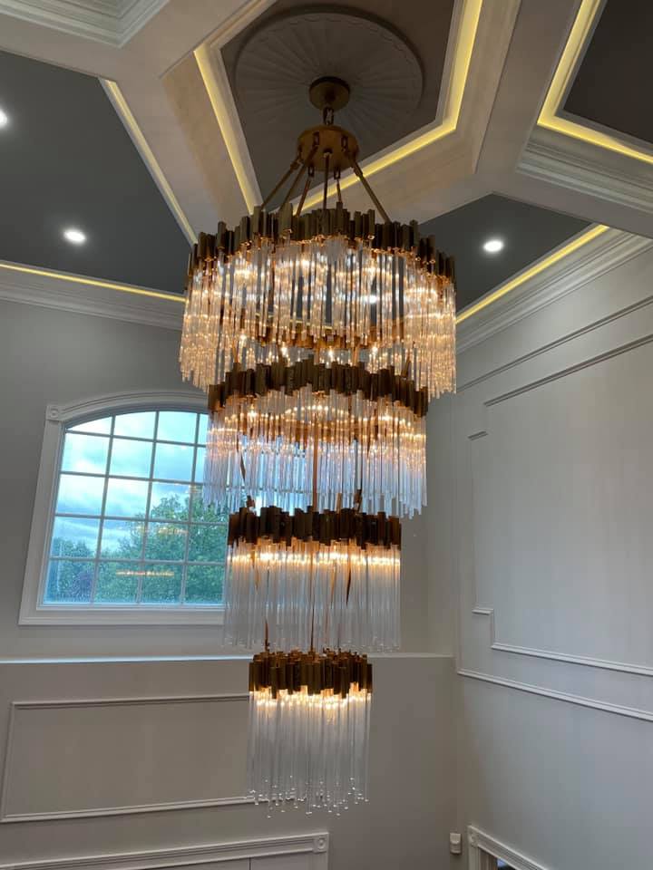 Large Elegant Multi-Layers Glam Glass Chandelier for High-Ceiling Staircase / entryway / living / meeting Room