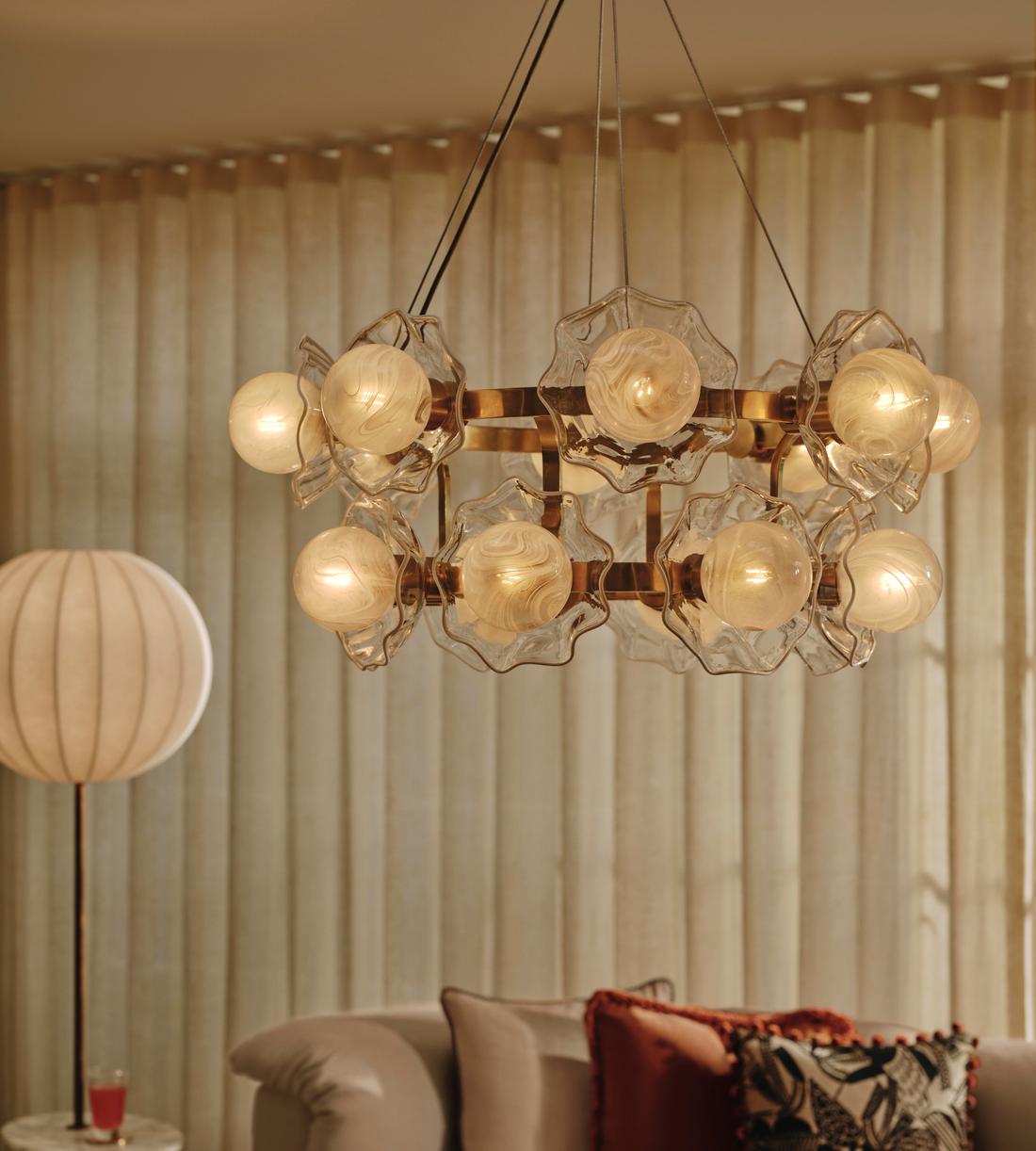 Holly Glass Chandelier 32-Inchw