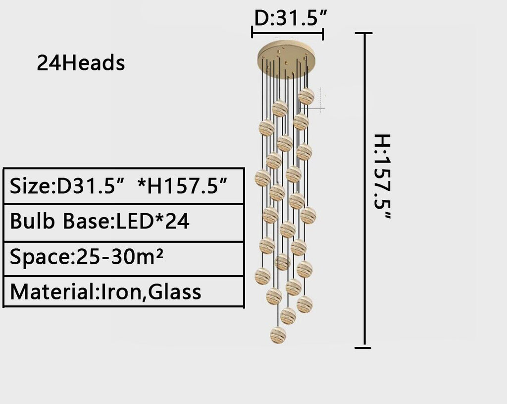 Nordic Planet Multi-Light Globe Staircase Chandelier