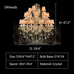 Extra Large Luxury Multi-Tiered Crystal Pendant Chandelier for High-Ceiling Rooms
