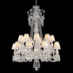 Light Luxury Classic Long Version Tiered Candle Light Crystal Chandelier for High-Ceiling Rooms / living Room