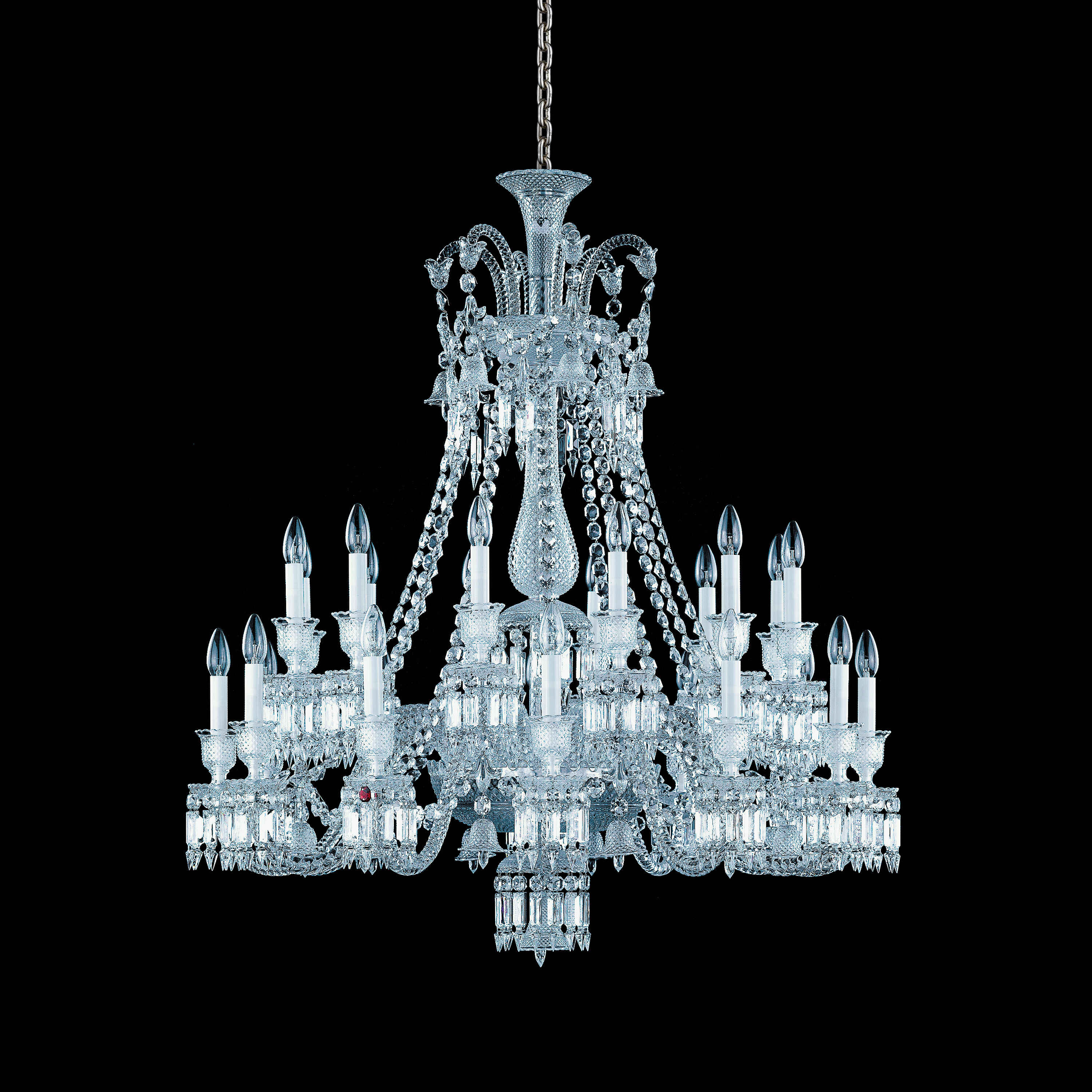 Light Luxury Classic Short Version Tiered Candle Light Crystal Chandelier for High-Ceiling Rooms / living Room
