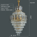 Large Staircase Crystal Chandelier Living Room Ceiling Light for Hotel Entrance in Gold Finish