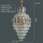Large Staircase Crystal Chandelier Living Room Ceiling Light for Hotel Entrance in Gold Finish