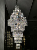 Extra Large Plaza Hall Multi-Tier Crystal Chandelier Foyer Living Room Staircase Ceiling Lighting in Chrome /