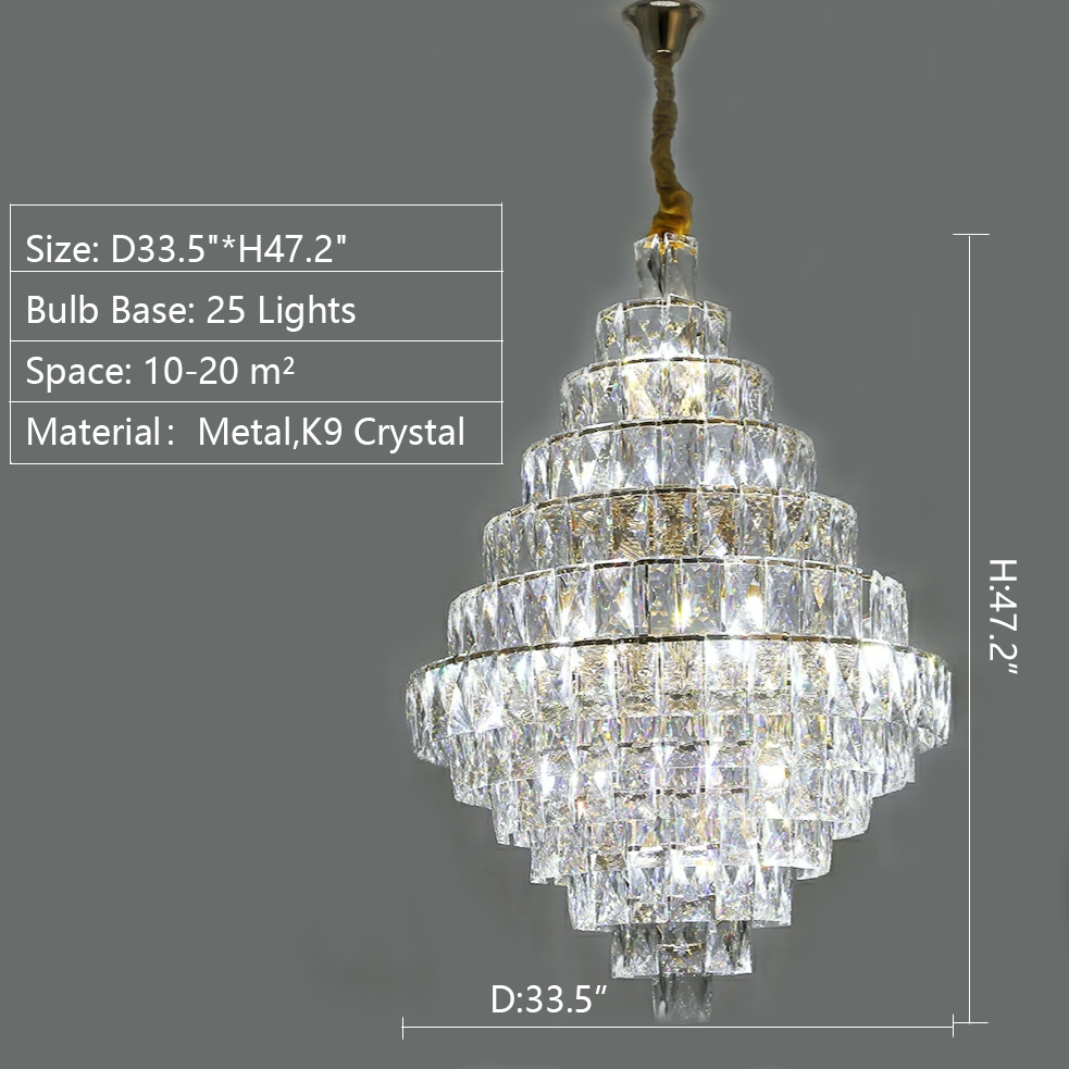 Extra Large Foyer Pure Crystal Ceiling Light Living Room Entrance Staircase Chandelier