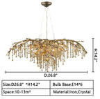 New Luxury Branch Crystal Pendant Chandelier Designer Creative Art Dining Room / living Room Light