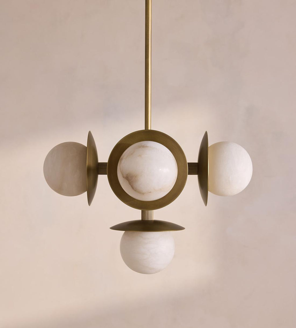 Alabaster Globe Brass Pendant Light - Erhaus product image 2