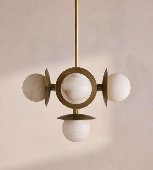 Alabaster Globe Brass Pendant Light - Erhaus product image 2