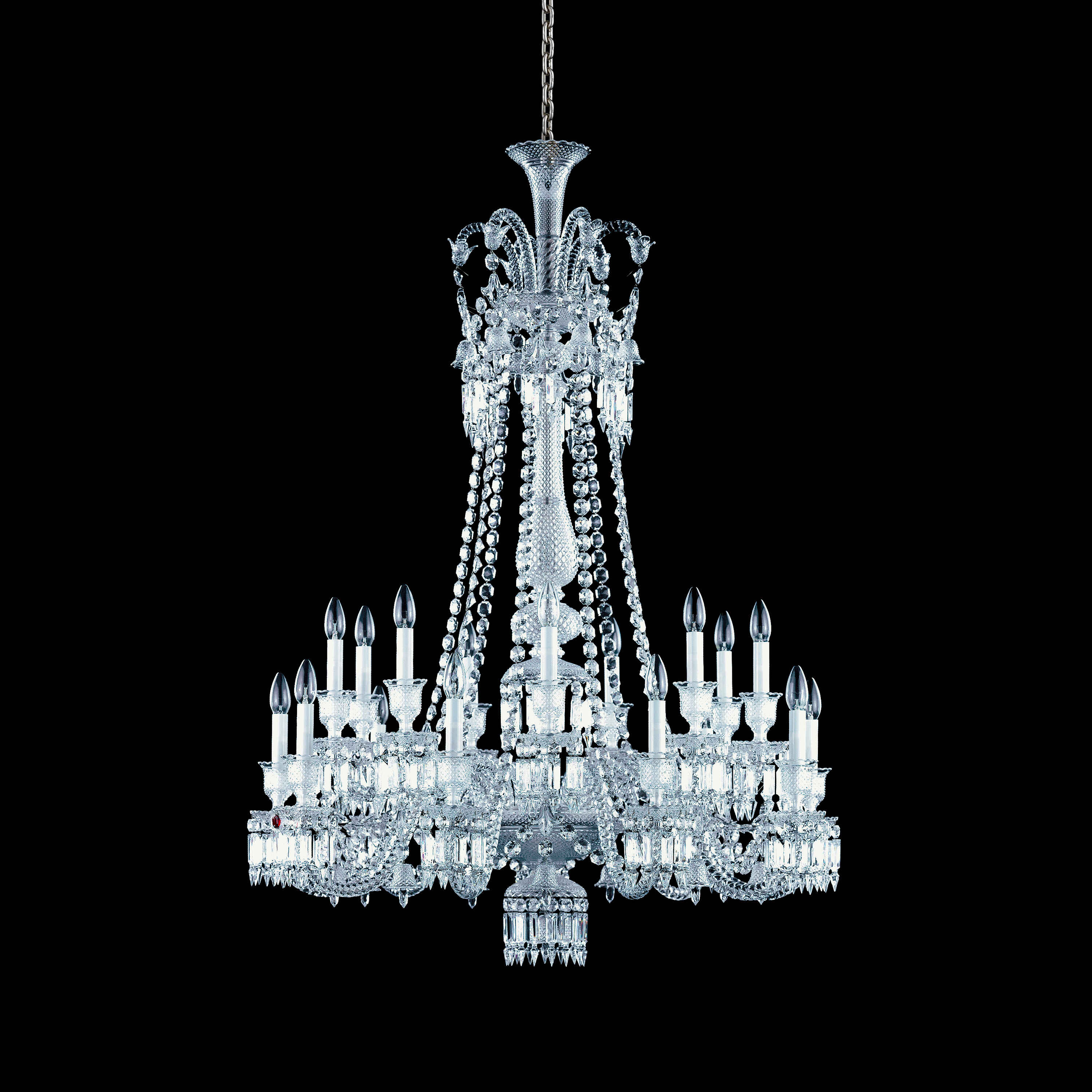 Light Luxury Classic Long Version Tiered Candle Light Crystal Chandelier for High-Ceiling Rooms / living Room
