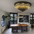 Smoke Gray Crystal Round Flush Mount Chandelier Light Luxury Finish