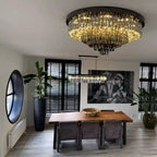 Smoke Gray Crystal Round Flush Mount Chandelier Light Luxury Finish