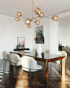 Modern Sputnik Smoky Gray / amber Glass Branch Chandelier for Kitchen Island / dining Room