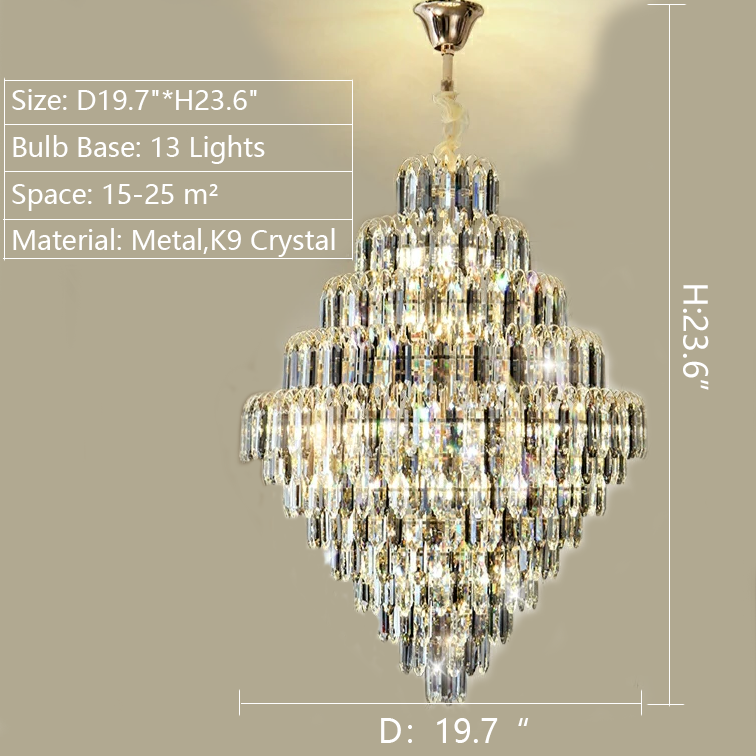 Extra Large Foyer Decorative Crystal Lighting Living Room Crystal Chandelier for Entryway Staircase