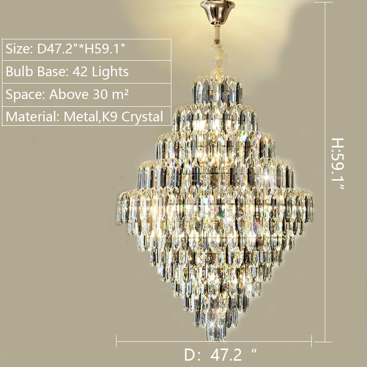 Extra Large Foyer Decorative Crystal Lighting Living Room Crystal Chandelier for Entryway Staircase