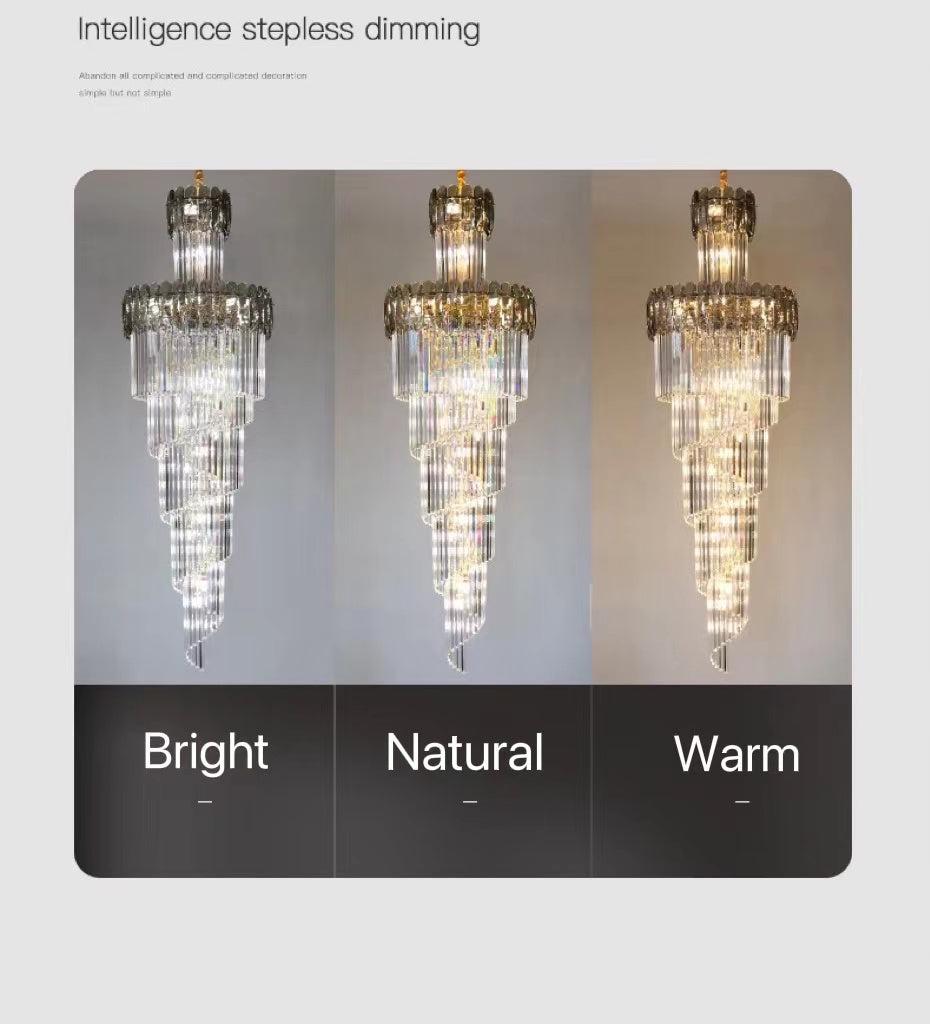Luxury Extra Large Foyer Spiral Staircase Chandelier Long Crystal Ceiling Light for Living Room Hall Entrance