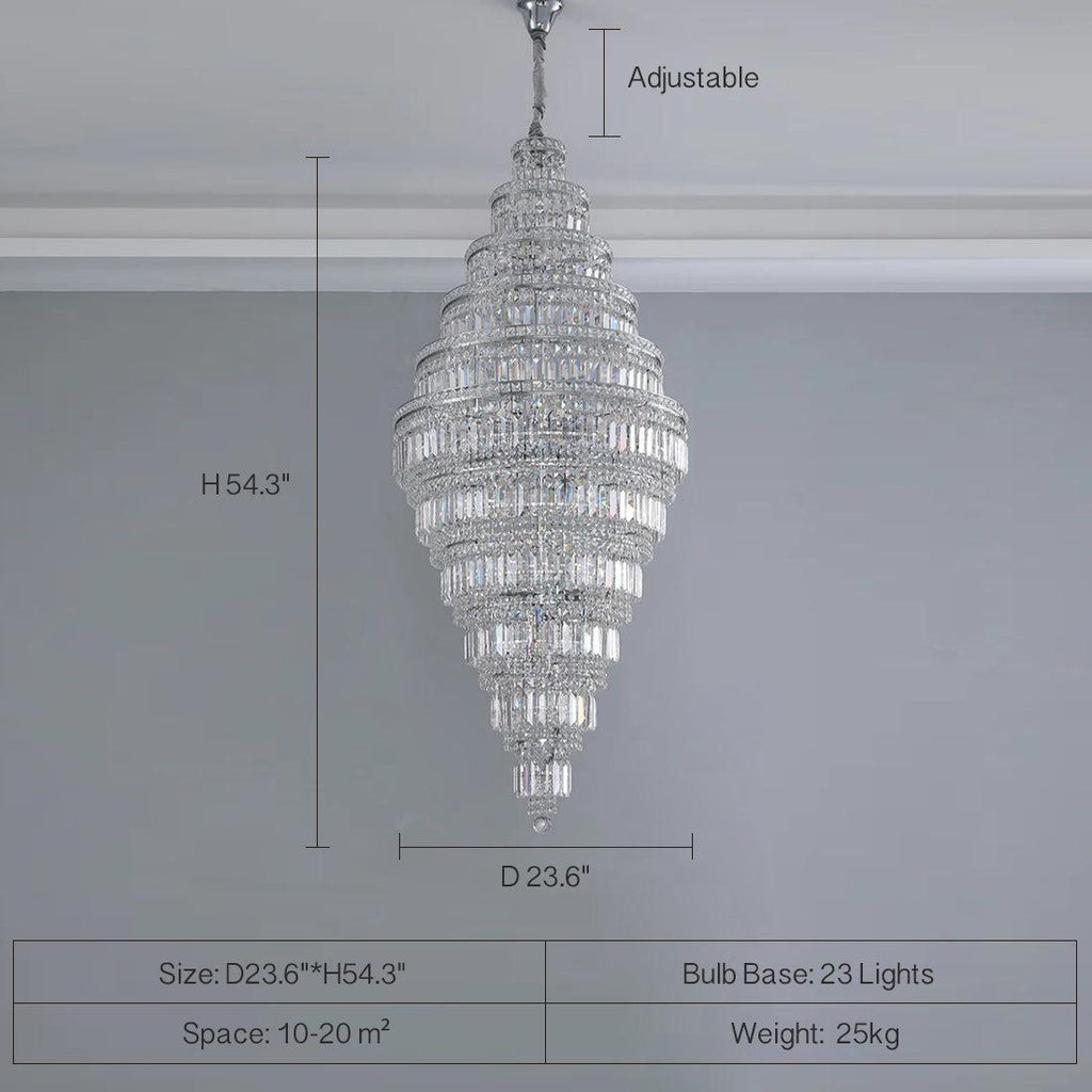 Chrome Extra Large Crystal Chandelier for Foyer Staircase Living Room Entrance Ceiling Light in Silver