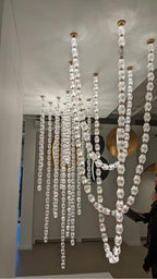 Creative Glass Pearl Necklace Pendnat Chandelier for Living / dining Room / staircase
