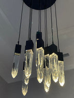 Modern Light Luxury Round / rectangle Ceiling Pendant Light in Black Finish for Kitchen Island / Staircase /