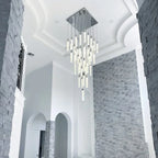 Modern Crystal Stick Chandelier with Glacier Bubble Design in Gold, Chrome, and Black Finish - High-Quality