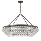 Large Modern Light Luxury Semi-Flushmount Glass Raindrop Chandelier for Dining Room / Living Room