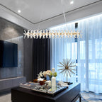 Round Wheel Frozen Ice Crystal Chandelier Light with K9 Crystals for Living Room Dining Hall