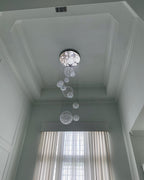 K9 Crystal Raindrop Globe Spiral Chandelier for Entryway and Staircase