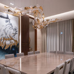 Luxury Glass Leaves Floating Chandelier with High-Quality Finish for Hotel, Villa, Living Room