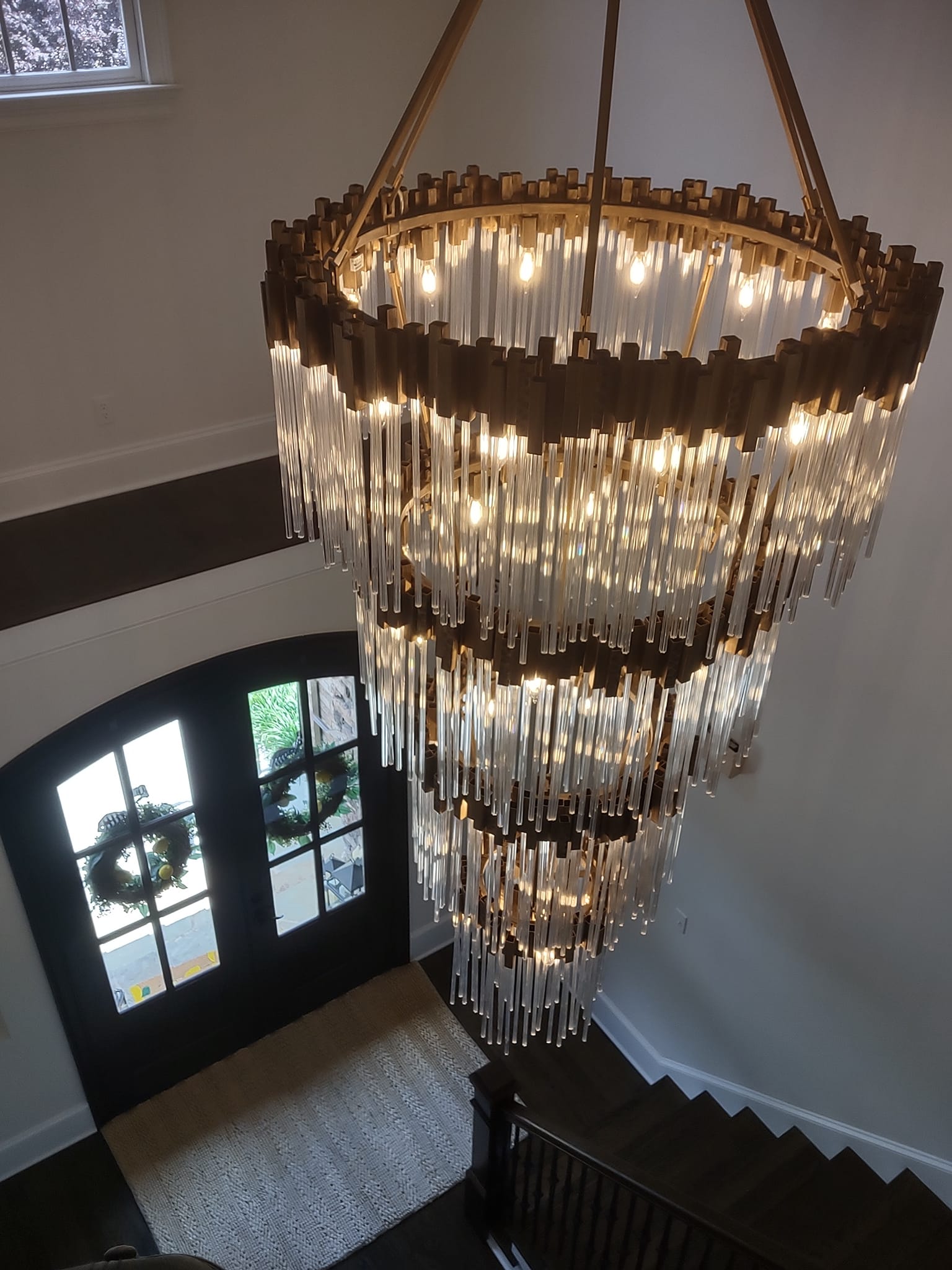 Large Elegant Multi-Layers Glam Glass Chandelier for High-Ceiling Staircase / entryway / living / meeting Room