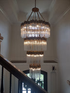 Large Elegant Multi-Layers Glam Glass Chandelier for High-Ceiling Staircase / entryway / living / meeting Room