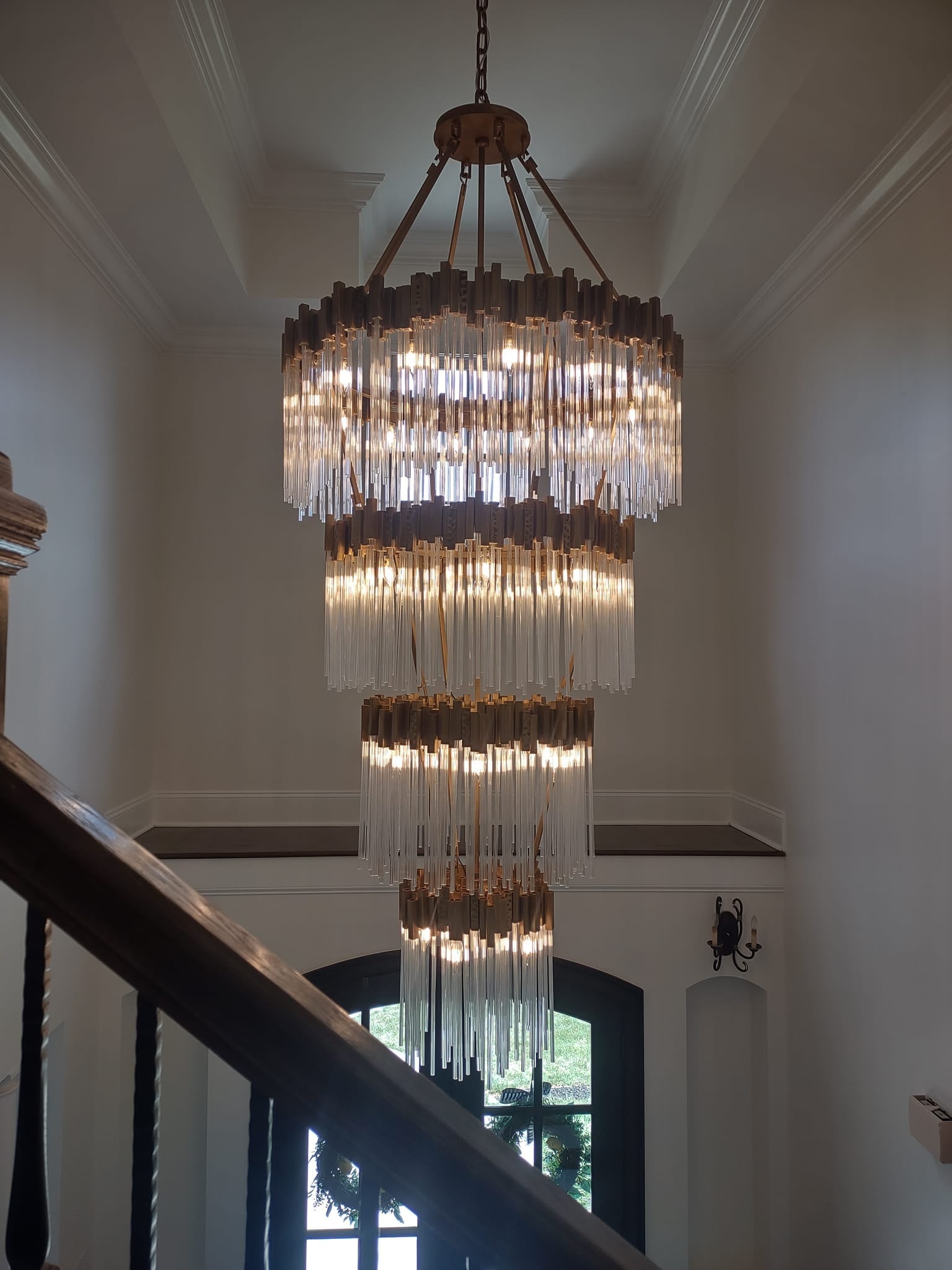 Large Elegant Multi-Layers Glam Glass Chandelier for High-Ceiling Staircase / entryway / living / meeting Room