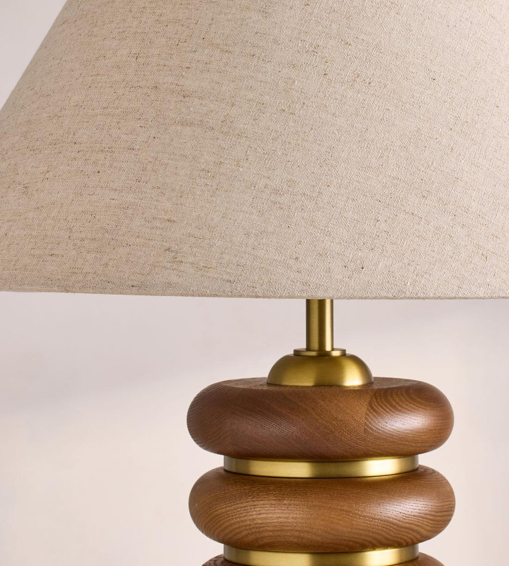 Oak Base Table Lamp with Antiqued Brass - Erhaus product image 4