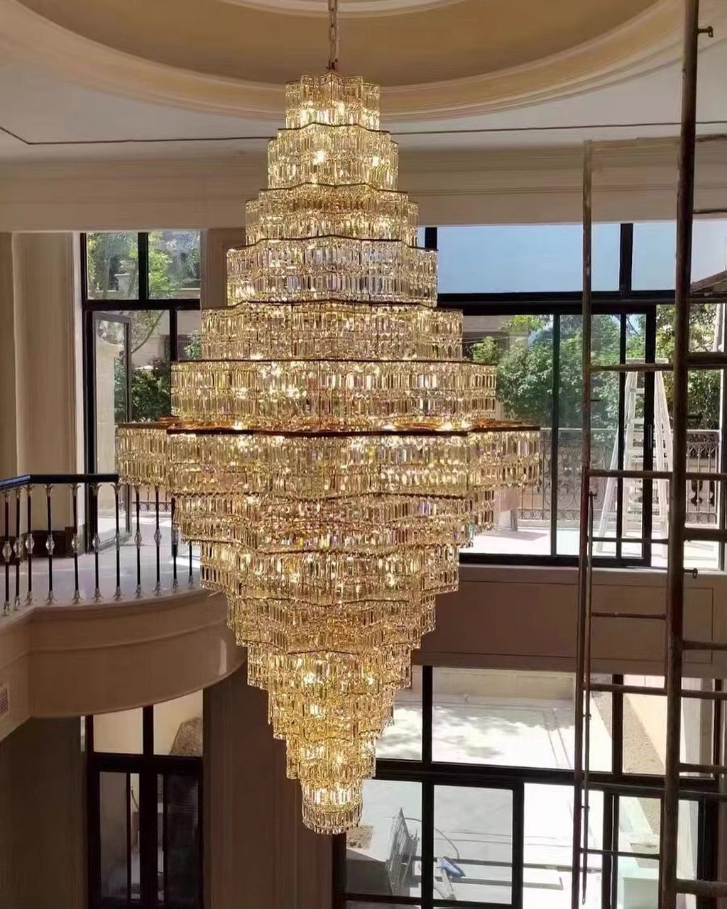 Extra Large Plaza Hall Multi-Tier Crystal Chandelier Foyer Living Room Staircase Ceiling Lighting in Chrome /