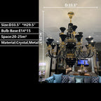 Maria Classic Branch Crystal Chandelier with Candle Design in Black and Gold