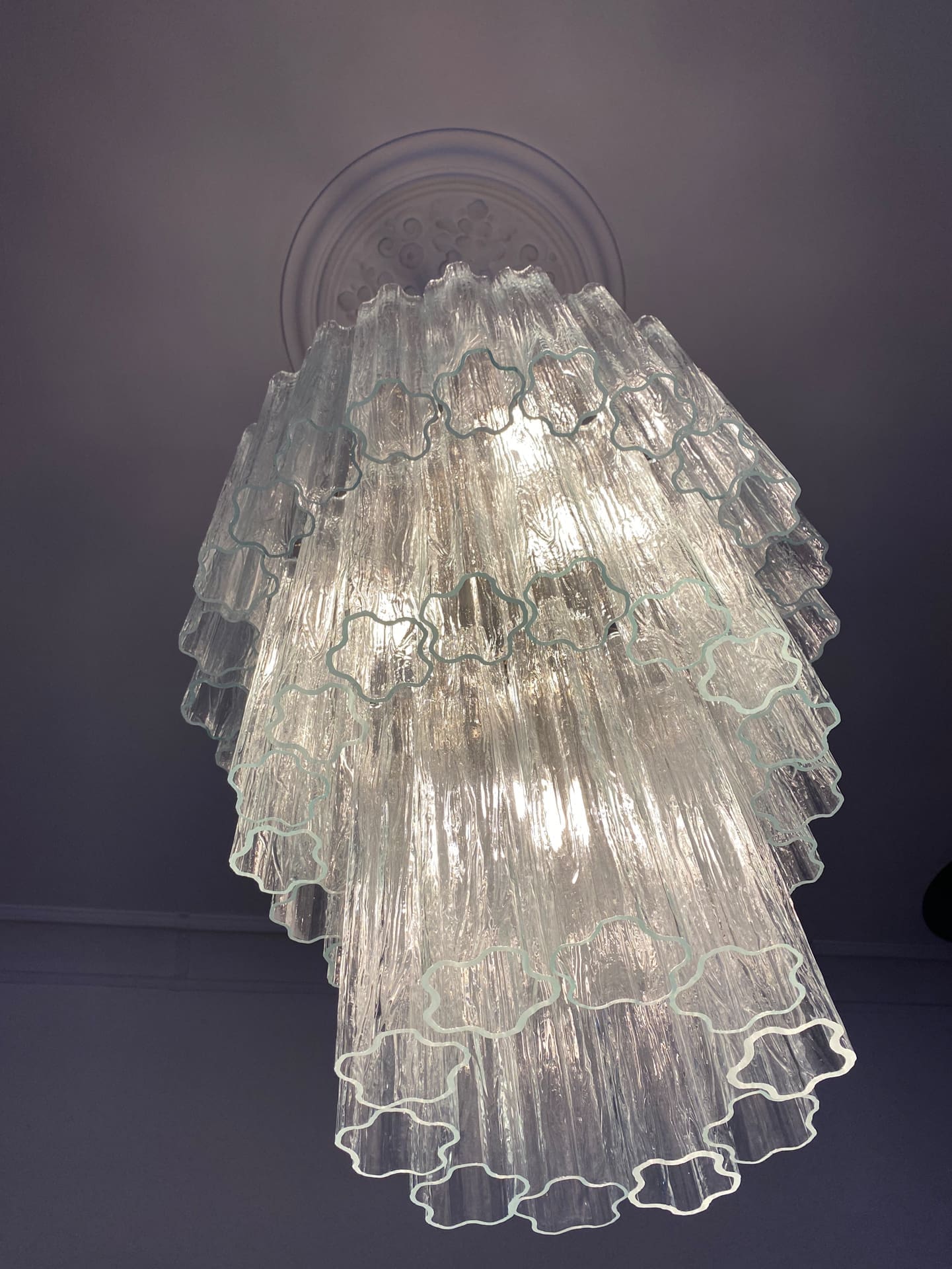 Murano Glass Chandelier – 52 Tubes – Transparent