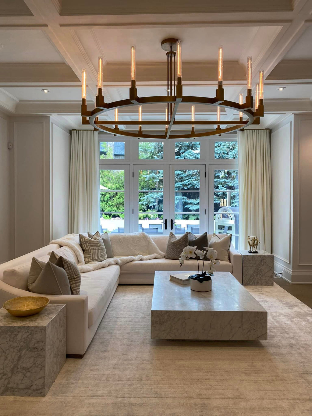 Modern Linear Round / linear Tubular Glass Chandelier for Dining Room / kitchen Island
