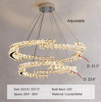 Modern Luxury Crystal Pendant Irregular Rings Chandelier Suit for Living / dining Room / bedroom