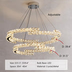 Modern Luxury Crystal Pendant Irregular Rings Chandelier Suit for Living / dining Room / bedroom
