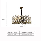 Modern Black Chandelier with Leaf-Shaped Crystal Suit for Living & Dining Room
