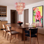 Murano Glass Chandelier – 48 Tubes – Alabaster Pink