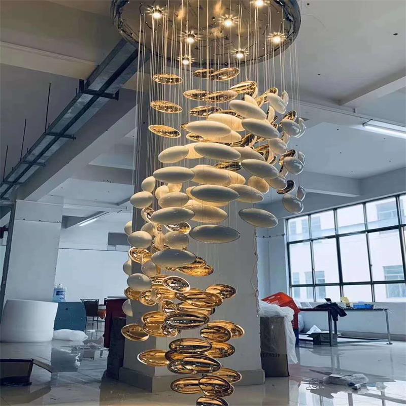 Modern Artistic Unique Golden Dragon Egg Pendant Ceiling Light for Staircase / Sales Center / Hotel