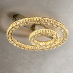 2 / 3 Rings Flush Mount Living Room Chandelier Crystal Bedroom Ceiling Light